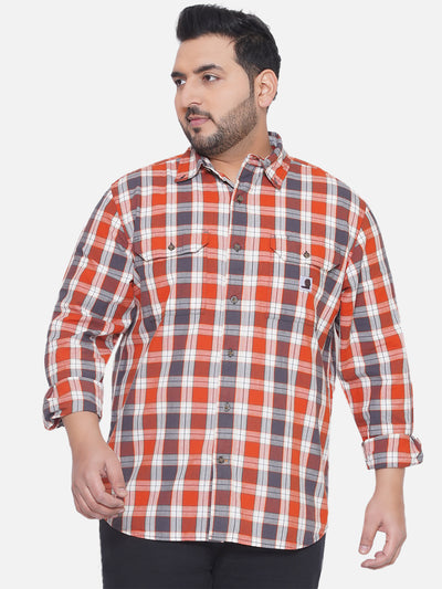 Carhartt - Plus Size Men's Regular Fit Orange Color Checked Full Sleeve Casual Shirt  JupiterShop   