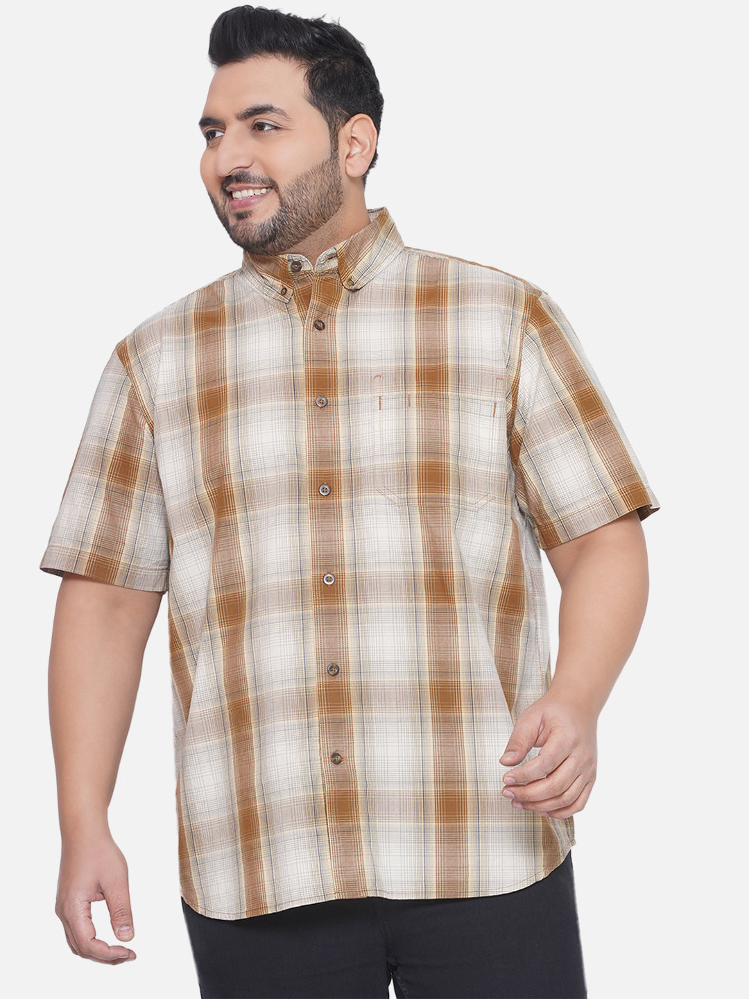 Carhartt Plus Size Men s Regular Fit Mustard Color Checked half Slee Plus Size Men s Fashion Online in India