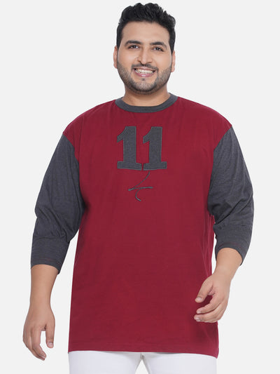 Life - Plus Size Men's Regular Fit Pure Cotton Maroon Printed Round Neck Full Sleeve Casual T-Shirt  JupiterShop   