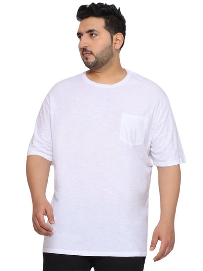 Goodfellow - Plus Size Men's Regular Fit Pure Cotton White Solid Round Neck Half Sleeve Casual T-Shirt  JupiterShop   
