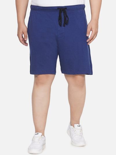 Hanes - Plus Size Men's Dark Blue Cotton Drawstring Sleep Shorts With Logo Waistband 2 Pocket Plus Size Shorts JupiterShop   