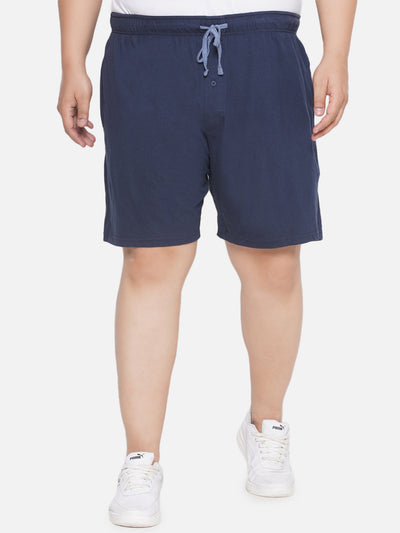 Hanes - Plus Size Men's Navy Blue Cotton Drawstring Sleep Shorts With Logo Waistband 2 Pocket Plus Size Shorts JupiterShop   