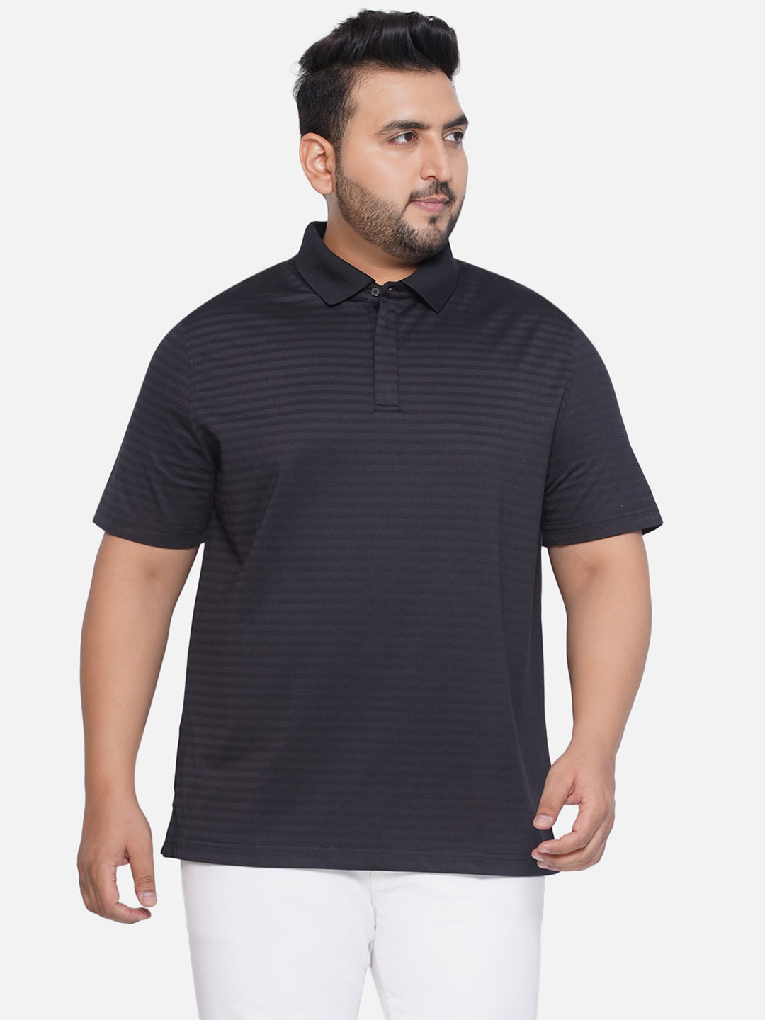 Kenneth Cole Plus Size Men's Regular Fit Polo Half Sleeve Black
