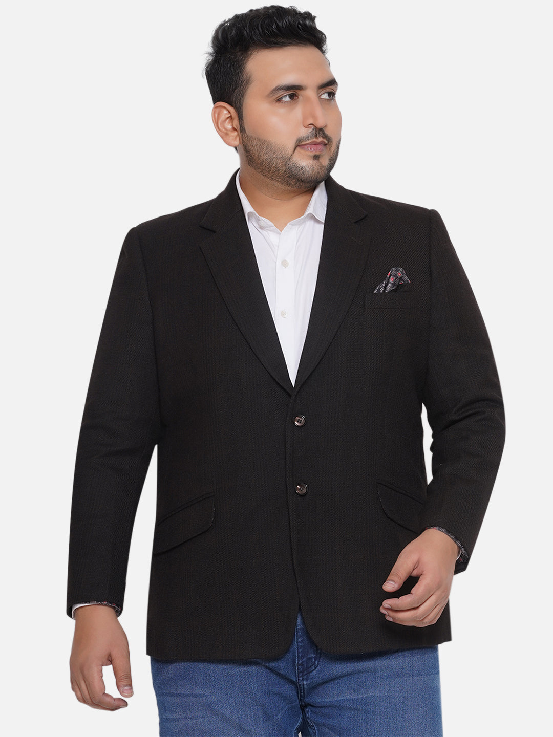 aLL Plus Size Men s Regular Fit Black Striped Formal Blazer Plus Size Men s Fashion Online in India