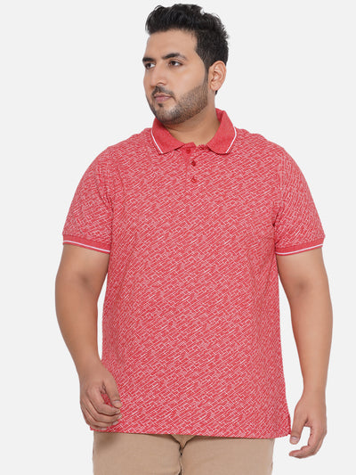 aLL - Plus Size Men's Regular Fit Polo Half Sleeve Red Printed Casual Cotton T-Shirt  JupiterShop   