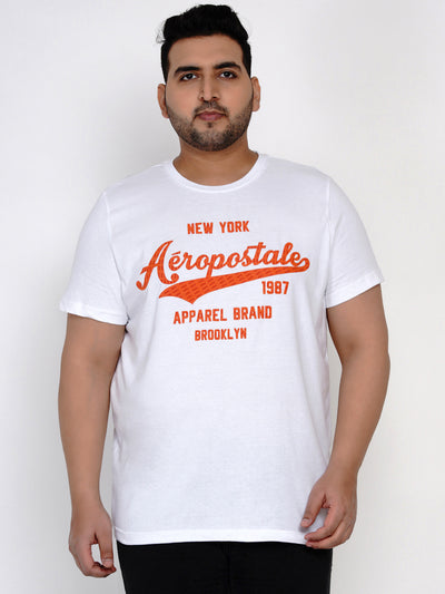 Aeropostale - Men White Plus Size Regular Fit Pure Cotton Print T-shirts Plus Size T Shirt JupiterShop   