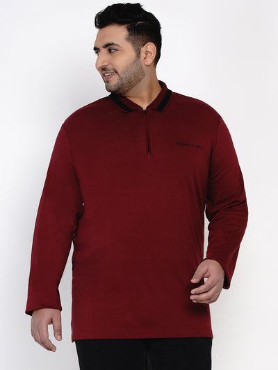Kenneth Cole - Plus Size Full Sleeve Maroon Casual T-Shirt Plus Size T Shirt JupiterShopMigrate   