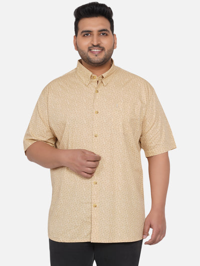 Burnt Umber - Plus Size Regular Fit Egyptian Cotton Beige Printed Half  Sleeve Casual Shirt  JupiterShop   