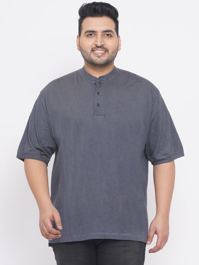 Cabelas - Plus Size Regular Fit Soft Cotton Grey Half Sleeve Henley Collar T-Shirt  JupiterShop   