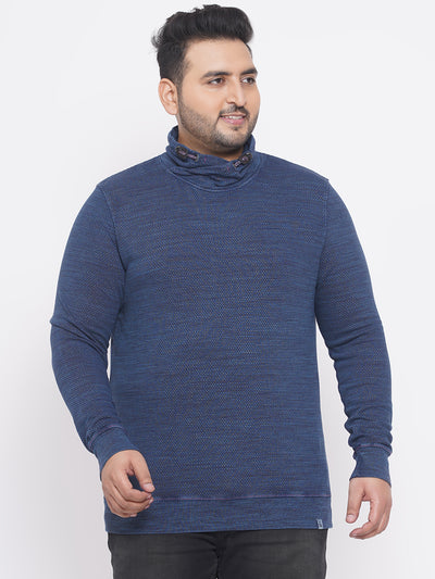 Engbers - Plus Size Men's Regular Fit Soft Cotton Blue  Polo Collar Solid Sweatshirt  JupiterShop   