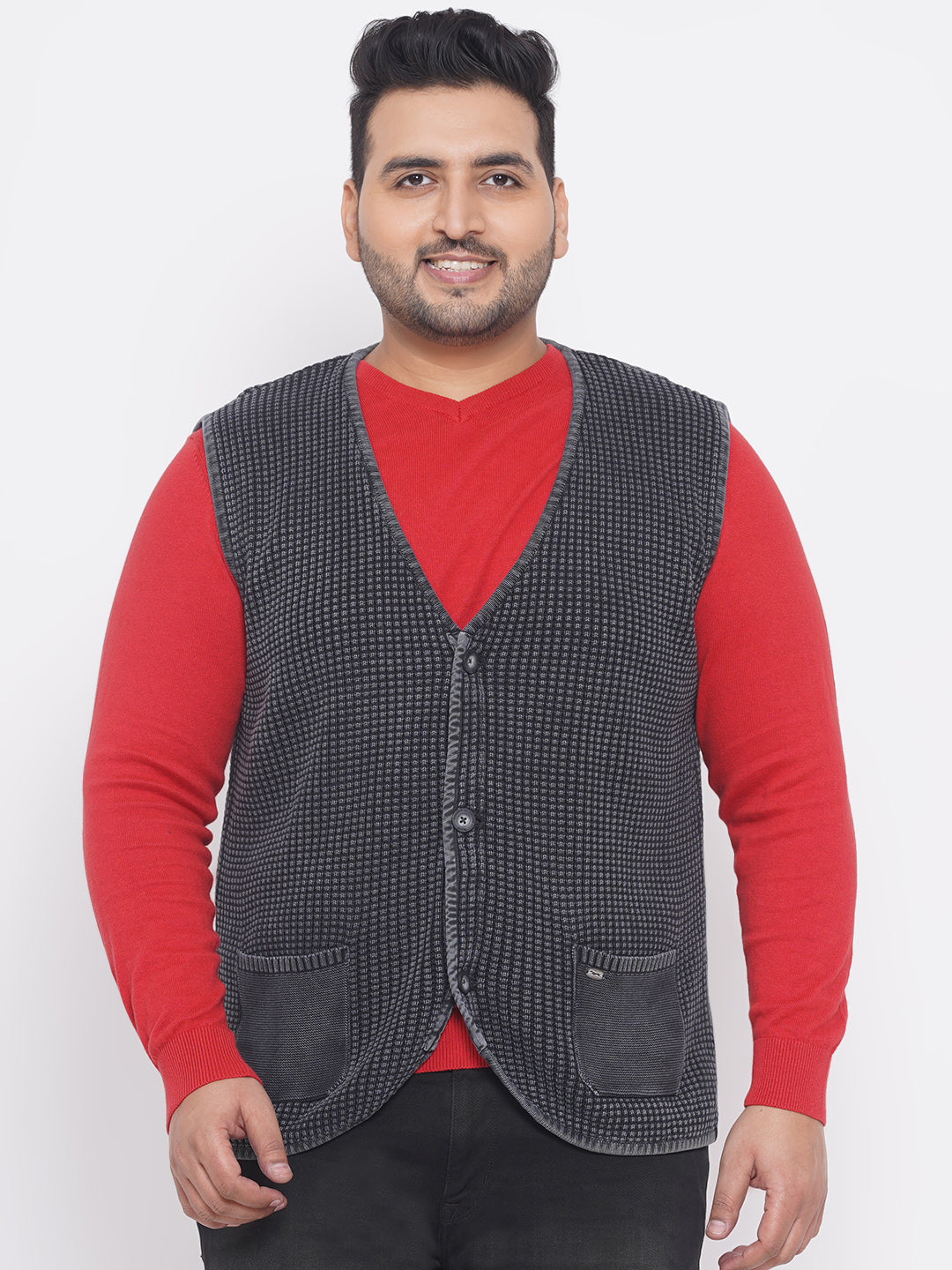 Engbers Plus Size Men's Regular Fit Grey Pure Woolen Winter Wear