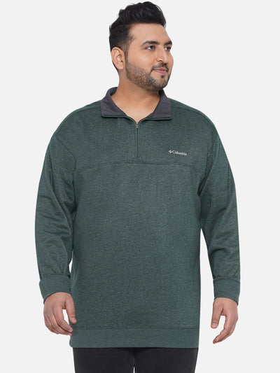 Columbia - Plus Size Men's Regular Fit Cotton Dark Green Solid Casual Sweatshirt  JupiterShop   