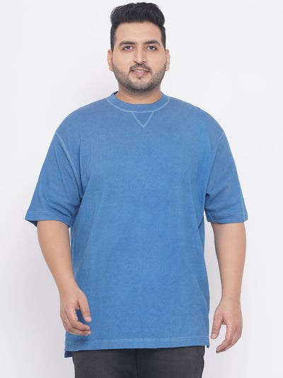 Cabelas - Plus Size Men's Regular Fit Blue Solid Cotton Half Sleeve Round Neck T-Shirt  JupiterShop   