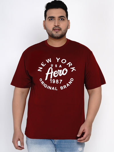 Aeropostale - Men Maroon Plus Size Regular Fit Pure Cotton Print T-shirts Plus Size T Shirt JupiterShop   