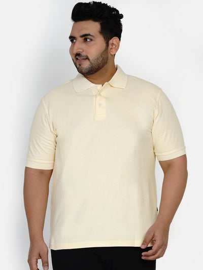 Santonio - Plus Size Solid Yellow Polo Neck T-Shirt Plus Size T Shirt JupiterShop   