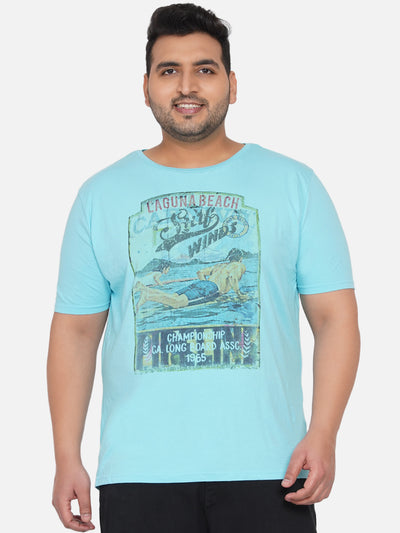 Soho - Men Blue Graphic Varsity Print Plus Size Regular Fit Casual T-Shirt  JupiterShop   
