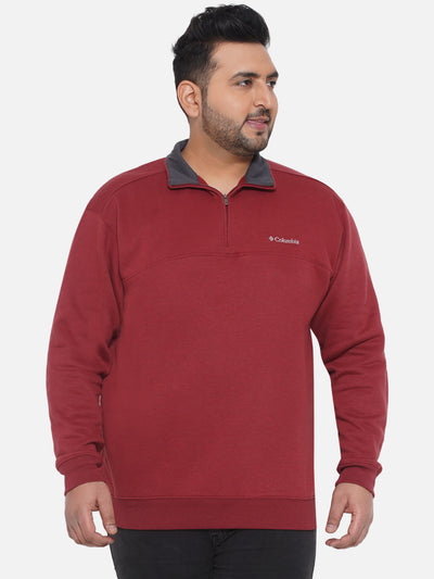 Columbia - Plus Size Men's Regular Fit Cotton Maroon Solid Casual Sweatshirt  JupiterShop   