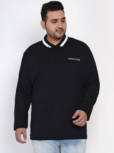 Kenneth Cole - Plus Size Full Sleeve Black Casual T-Shirt Plus Size T Shirt JupiterShopMigrate   