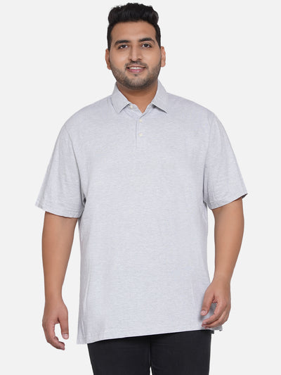 Reserve  - Plus Size Grey Printed Polo Neck T-Shirt Plus Size T Shirt JupiterShop   