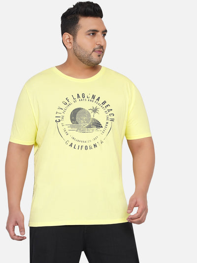 Soho - Men Yellow  Typography Print Plus Size Regular Fit Casual T-Shirt  JupiterShop   