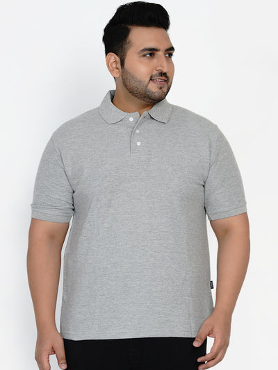 Santonio - Plus Size Solid Grey Polo Neck T-Shirt Plus Size T Shirt JupiterShop   