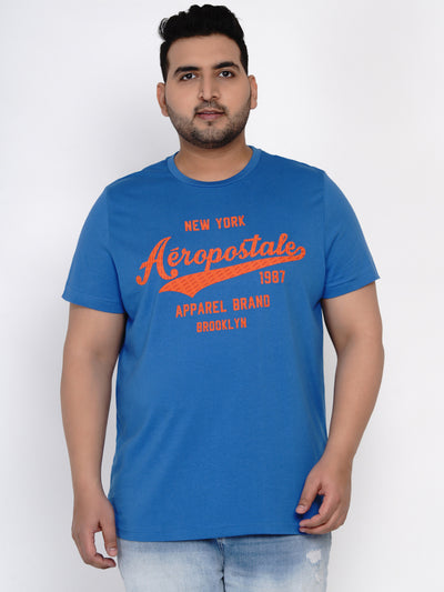 Aeropostale - Men Blue Plus Size Regular Fit Pure Cotton Print T-shirts Plus Size T Shirt JupiterShop   