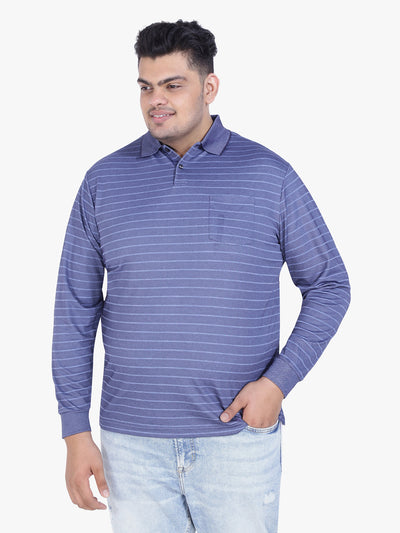 Santonio - Plus Size Regular Fit Stripe Full Sleeve Polo Neck T-shirt Tall T Shirts JupiterShop   
