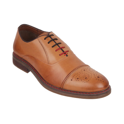 Stafford - 1173 <br> Big Size Regular Width Tan Brogue Laced Leather Formal Shoes For Men Big Size Shoes JupiterShop   