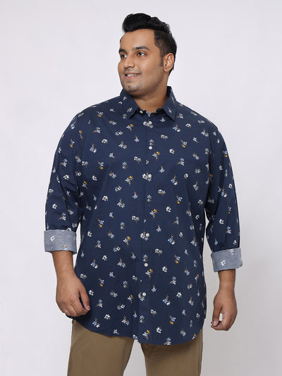 Johnny Bigg - Plus Size Men's Regular Fit Navy Blue Floral Printed Full Sleeve Cotton Casual Shirt Plus Size Shirts JupiterShop