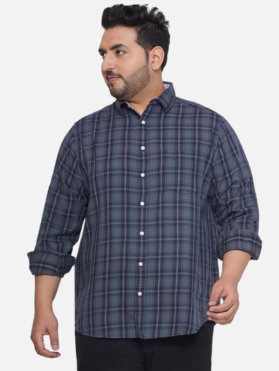 aLL - Plus Size Men's Regular Fit Cotton Charcoal Checked Full Sleeve Casual Shirt Plus Size Shirts JupiterShop   