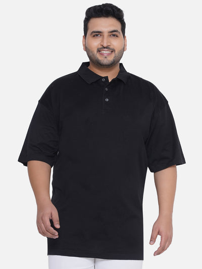 Santonio - Plus Size Men's Regular Fit Polo Half Sleeve Black Casual Cotton T-Shirt Plus Size T Shirt JupiterShop   