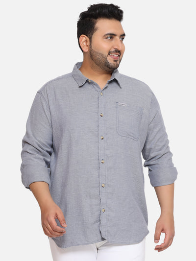 Columbia - Plus Size Men's Regular Fit Blue Coloured Cotton Solid Full Sleeve Casual Shirt  JupiterShop   