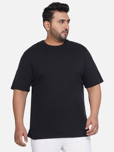 Denver Hayes - Plus Size Men's Regular Fit Pure Cotton Black Solid Round Neck Half Sleeve T-Shirt Plus Size T Shirt JupiterShop   