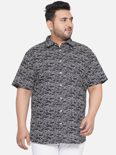 bigdude - Plus Size Men's Relaxed Fit Black Coloured Premium Quality Cotton Fabric Floral Print Half Sleeve Casual Shirt Plus Size Shirts JupiterShop   