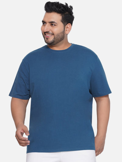 Denver Hayes - Plus Size Men's Regular Fit Pure Cotton Teal Solid Round Neck Half Sleeve T-Shirt Plus Size T Shirt JupiterShop   