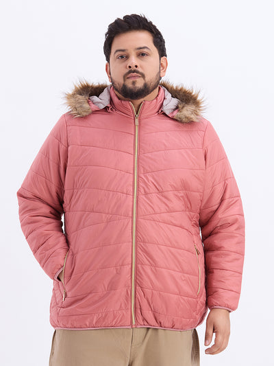 aLL - Plus Size Men's Regular Fit Pink Solid Lightweight Padded Jacket Plus Size Winterwear JupiterShop