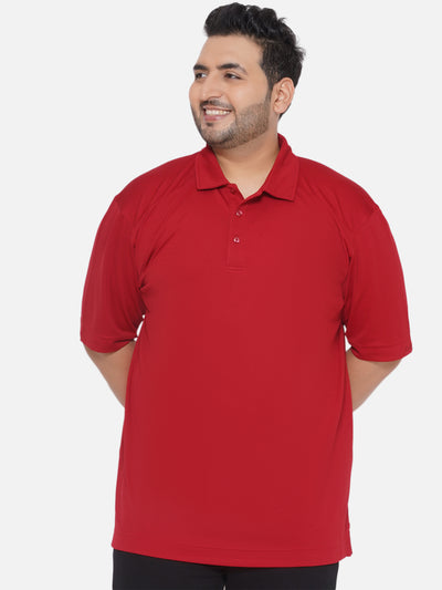 Cutter & Buck - Plus Size Men's Regular Fit Dry Fit Red Solid Polo T-Shirt Plus Size T Shirt JupiterShop   