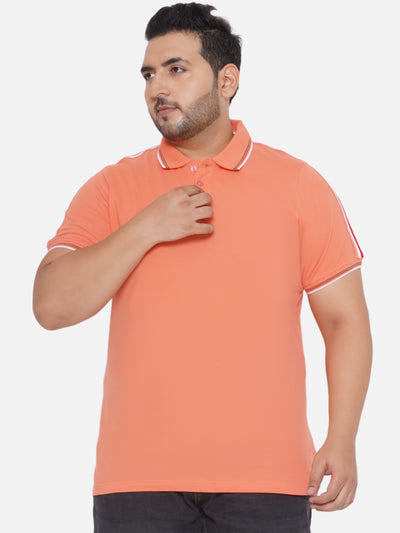 aLL - Plus Size Men's Regular Fit Polo Half Sleeve Orange Solid Casual Cotton T-Shirt Plus Size T Shirt JupiterShop   