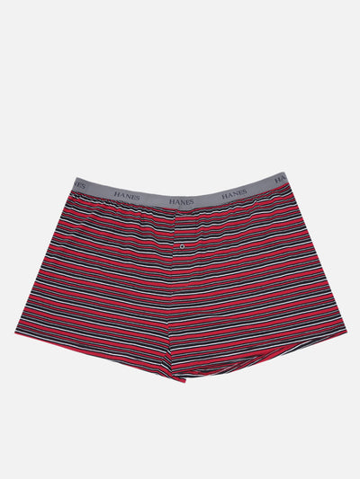Hanes - Plus Size Men's Pure Cotton Red & Black Striped Button Fly Trunk Innerwear  JupiterShop   