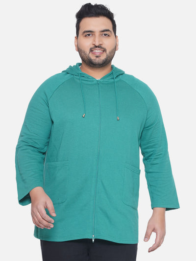 bpc- Plus Size Men's Regular Fit Casual Green Cotton Hoodie Sweatshirt Plus Size Winterwear JupiterShop   