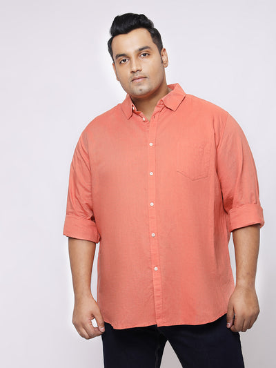 Johnny Bigg – Plus Size Men's Regular Fit Solid Orange Full Sleeve Cotton Casual Shirt Plus Size Shirts JupiterShop