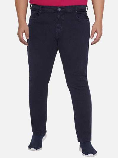 aLL - Plus Size Men's Regular Straight Fit Relaxed Navy Blue Solid Comfort Jeans  JupiterShop   