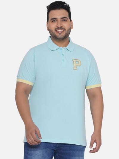aLL - Plus Size Men's Regular Fit Polo Half Sleeve Light Blue Solid Casual Cotton T-Shirt Plus Size T Shirt JupiterShop   