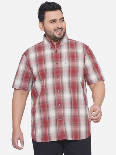 Carhartt - Plus Size Men's Regular Fit Maroon & White Checked Half Sleeve Casual Shirt Plus Size Shirts JupiterShop   
