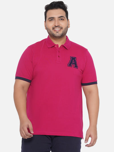 aLL - Plus Size Men's Regular Fit Pink Solid Polo Collar T-Shirt Plus Size T Shirt JupiterShop   
