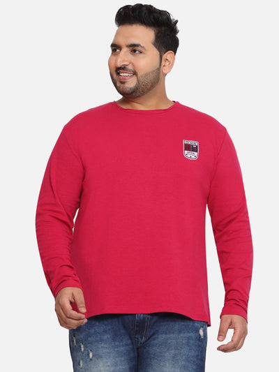 Duke - Plus Size Men's Regular Fit Pink Solid Cotton Casual Full Sleeve T-Shirt  JupiterShop   