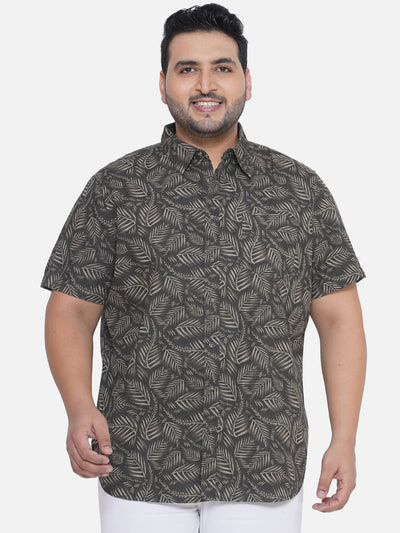 Splash - Plus Size Regular Fit Cotton Dark Green Floral Print Half Sleeve Shirt Plus Size Shirts JupiterShop   