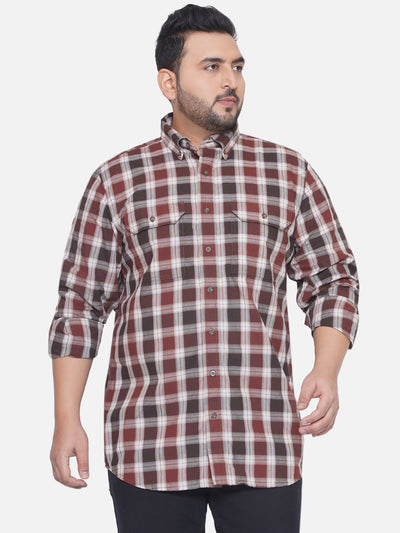 Carhartt - Plus size men's regular fit Brown color checked full sleeve casual shirt Plus Size Shirts JupiterShop   