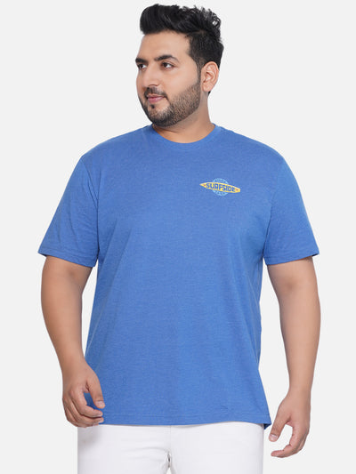 IZOD - Plus Size Men's Regular Fit Pure Cotton Blue Printed Round Neck Half Sleeve Casual T-Shirt Plus Size T Shirt JupiterShop   