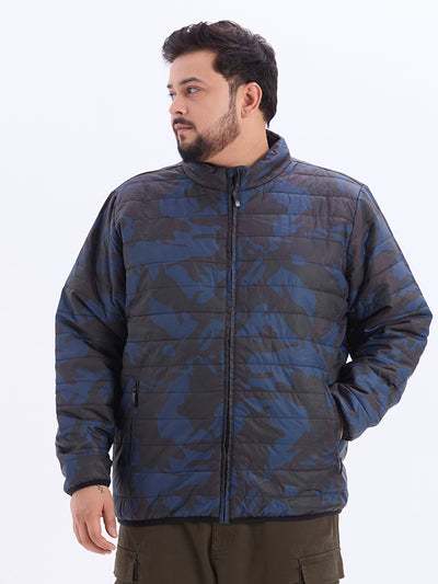 aLL – Plus Size Men’s Regular Fit Blue & Black Printed Lightweight Padded Jacket Plus Size Winterwear JupiterShop